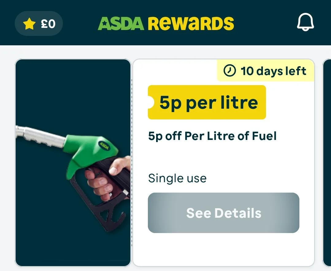 ASDA Rewards App Fuel Discount: 5p Off Per Litre (Selected Accounts)