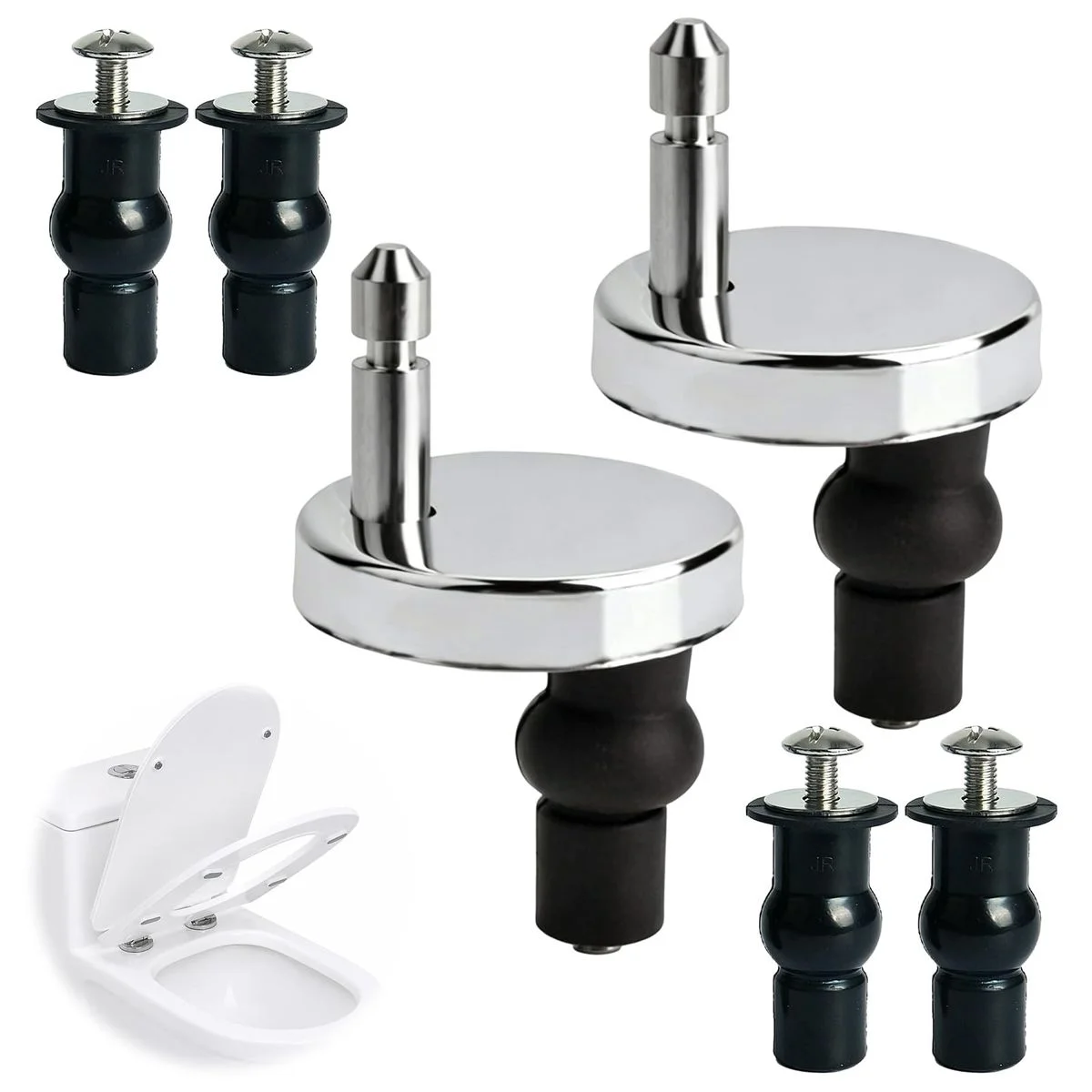 Toilet Seat Fixing Kit 6pcs, Toilet Seat Hinges Replacement with Quick Installation