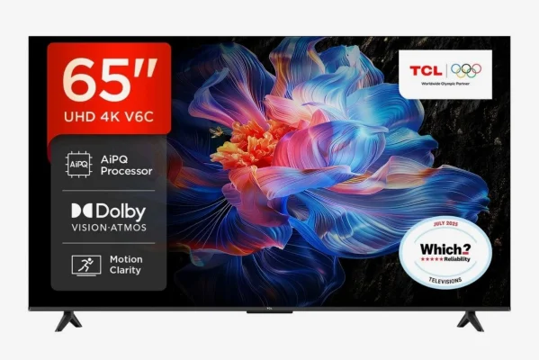 TCL 65" V6C Direct LED 4K HDR Smart Google TV 65V6C (Dolby Atmos, AiPQ, 120Hz Game Accelerator)