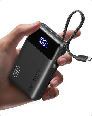 INIU Power Bank 20000mAh 45W PD Portable Charger Fast Charging with Built-in Cable