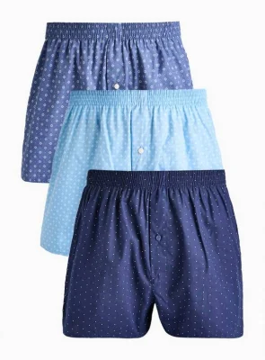 Men’s 100% Cotton Geo Printed Woven Boxers 3 Pack (Sizes XS-XXXXL)