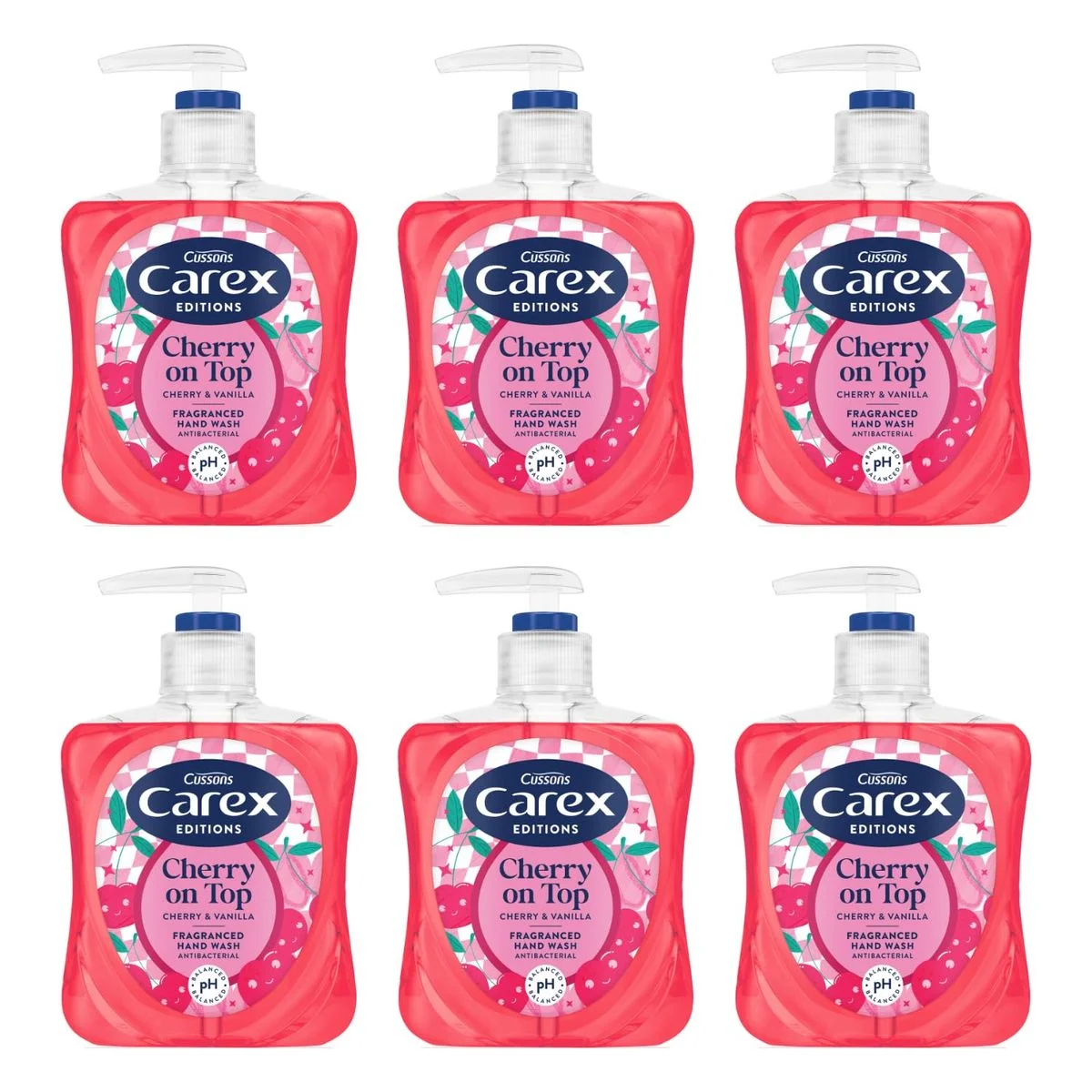 Carex Cherry On Top Antibacterial Handwash 6 x 250ml