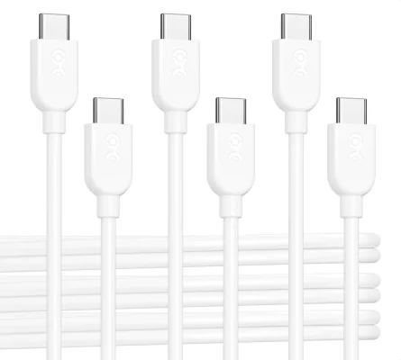 Cable Matters 3-Pack 1.8m 60W Flexible USB-C Cables (White)