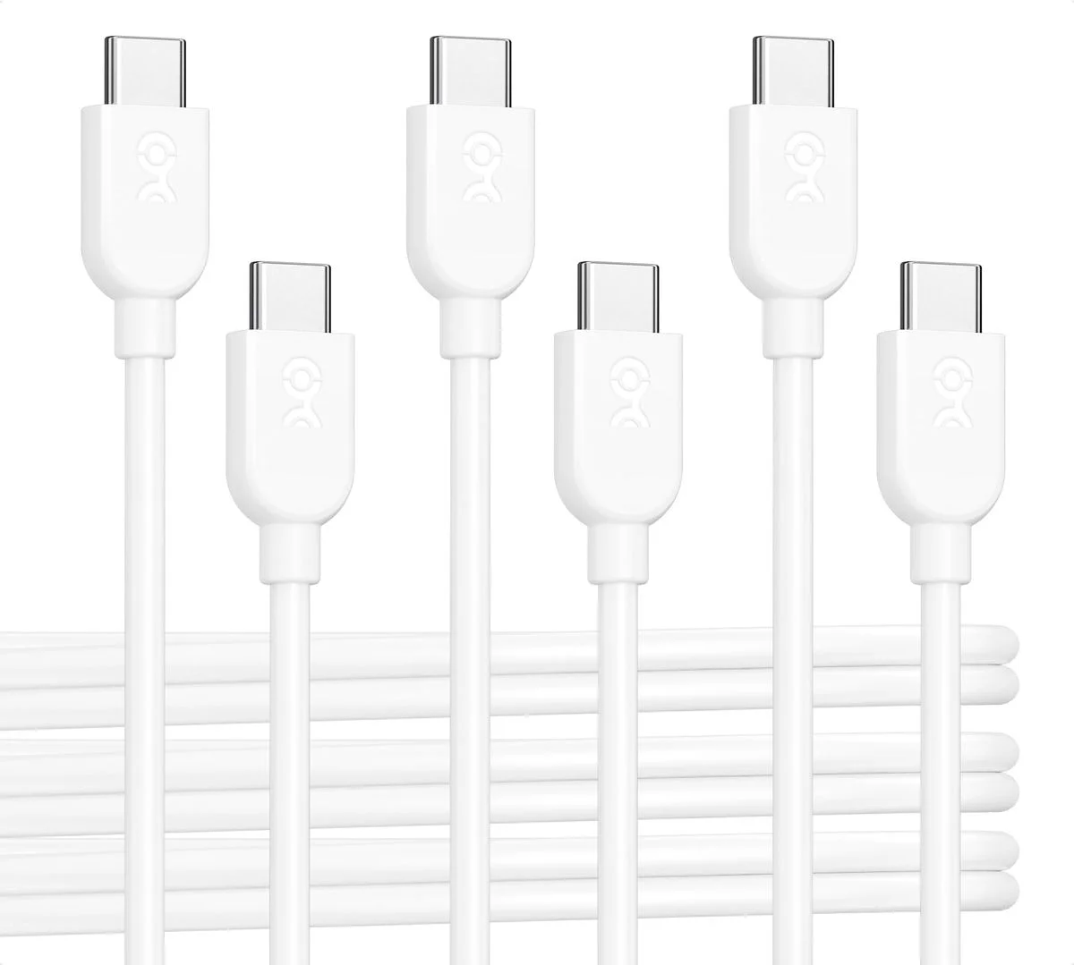 Cable Matters 3-Pack 1.8m 60W Flexible USB-C Cables (White)