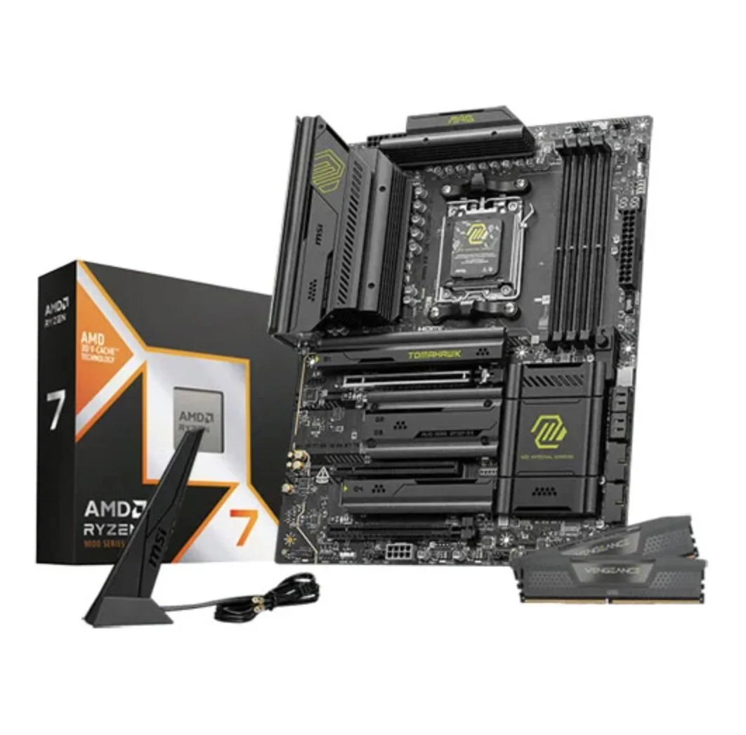 MSI MAG X870E TOMAHAWK WiFi + AMD Ryzen 7 9850X3D + 32GB Corsair Vengeance DDR5 6000MHz CL40