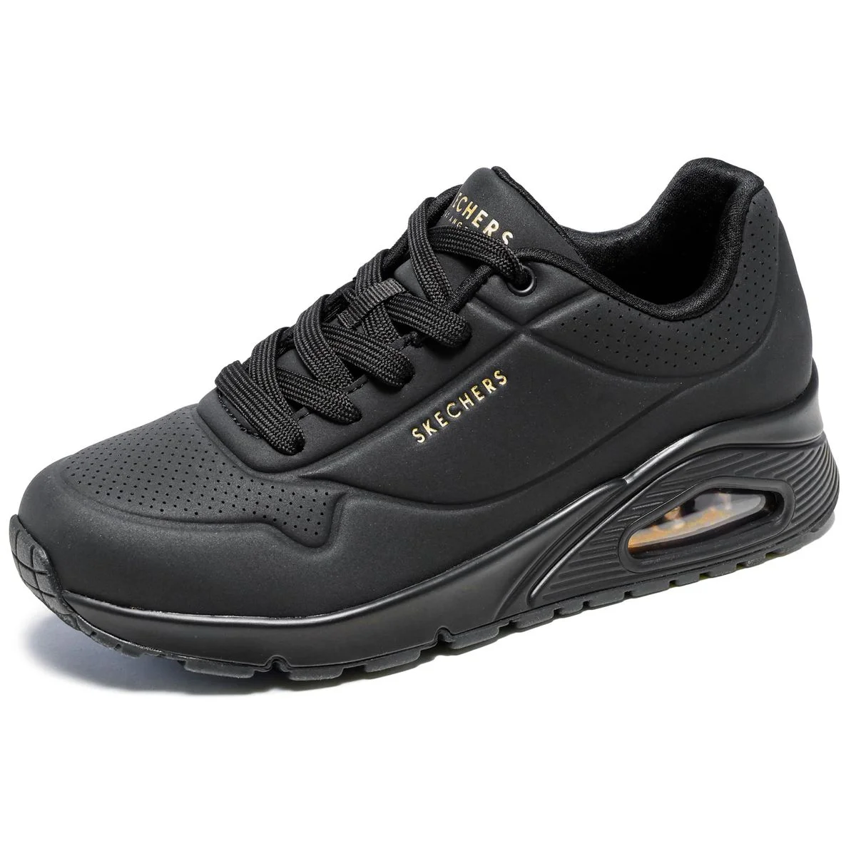 Skechers Ladies Uno Stand on Air Trainers, Black