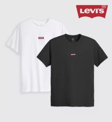 Levi's Men's Relaxed Fit 100% Cotton T-Shirt Multipack - Black/White, White/Navy