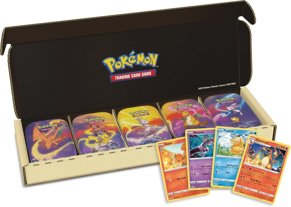 Pokémon TCG Kanto Power Mini Tin 5-Pack Bundle (10 Booster Packs, 5 Coins, 5 Art Cards)