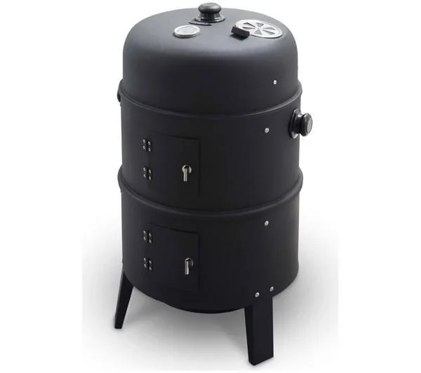 Tower T978573 2-in-1 Smoker & BBQ Charcoal Grill, 38cm, Black